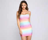 Rainbow Tie Dye Mesh Mini Dresses